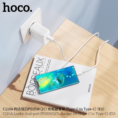 Hoco C110A Cargador Pd35W Doble Usb C Con Cable Tipo-C