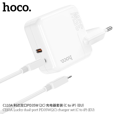 Hoco C110A Cargadores Pd35W Doble Usb C Con Cable Lightning