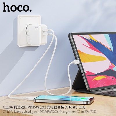 Hoco C110A Cargadores Pd35W Doble Usb C Con Cable Lightning