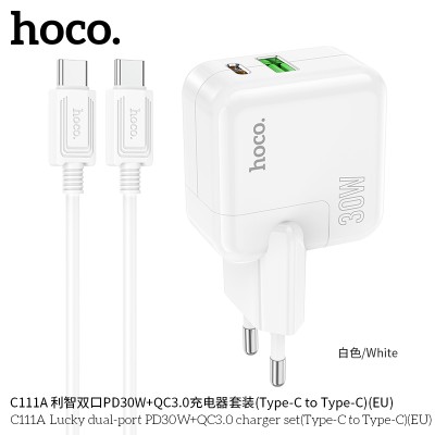 Hoco C111A Cargador Pd30W+Qc3.0 Con Cable Tipo-C A Tipo-C