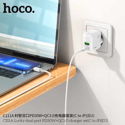 Hoco C111A Cargador Pd30W+Qc3.0 Con Cable Tipo-C A Lightning