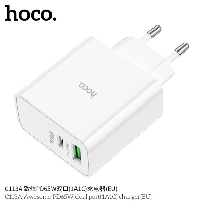 Hoco C113A Cargadores Enchufe Pd65W+Qc3.0