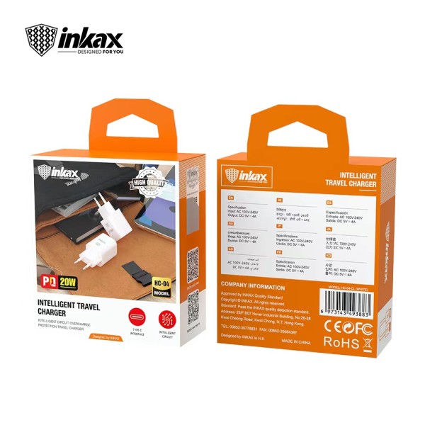 Inkax Hc-04 Cargadores Pd20W Con Cable Tipo-C A Lightning