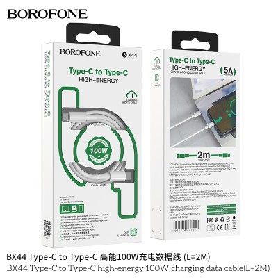 Borofone Bx44 Cable Tipo C A Tipo C De Datos De Carga De Alta Energía De Alta Energía Largo 2M