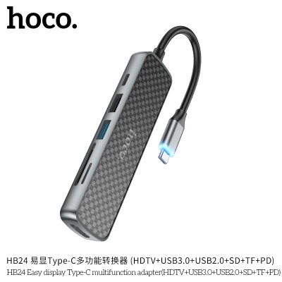 Hoco Hb24 Adaptador Hdmi Usb3.0 Usb2.0 Sd Tf Pd