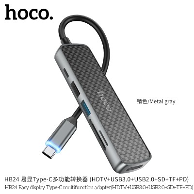 Hoco Hb24 Adaptador Hdmi Usb3.0 Usb2.0 Sd Tf Pd