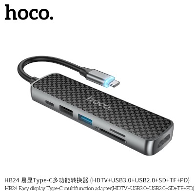 Hoco Hb24 Adaptador Hdmi Usb3.0 Usb2.0 Sd Tf Pd