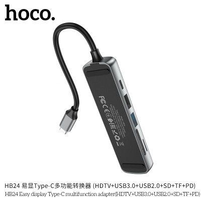 Hoco Hb24 Adaptador Hdmi Usb3.0 Usb2.0 Sd Tf Pd