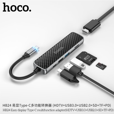 Hoco Hb24 Adaptador Hdmi Usb3.0 Usb2.0 Sd Tf Pd