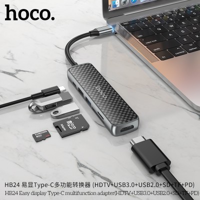 Hoco Hb24 Adaptador Hdmi Usb3.0 Usb2.0 Sd Tf Pd