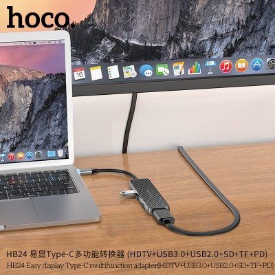 Hoco Hb24 Adaptador Hdmi Usb3.0 Usb2.0 Sd Tf Pd