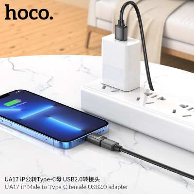 Hoco Ua17 Adaptador  Ip Macho A Tipo-C Hembra Usb2.0 (Soporta Carga)