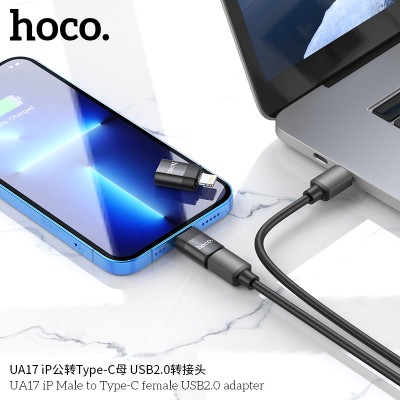 Hoco Ua17 Adaptador  Ip Macho A Tipo-C Hembra Usb2.0 (Soporta Carga)