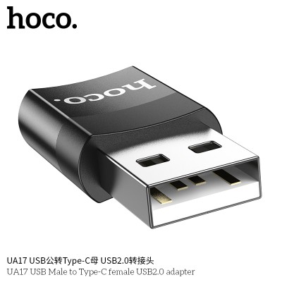 Hoco Ua17 Adaptador Usb Macho A Usb 2.0 Tipo C Hembra (Soporta Carga)