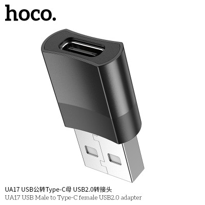 Hoco Ua17 Adaptador Usb Macho A Usb 2.0 Tipo C Hembra (Soporta Carga)