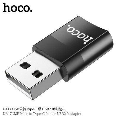 Hoco Ua17 Adaptador Usb Macho A Usb 2.0 Tipo C Hembra (Soporta Carga)