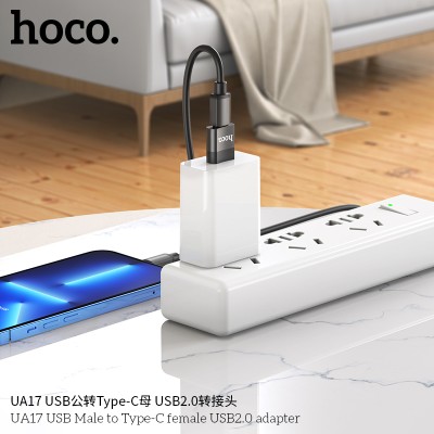 Hoco Ua17 Adaptador Usb Macho A Usb 2.0 Tipo C Hembra (Soporta Carga)