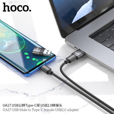 Hoco Ua17 Adaptador Usb Macho A Usb 2.0 Tipo C Hembra (Soporta Carga)