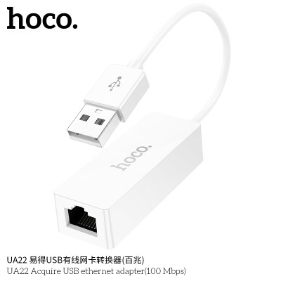 Hoco Ua22 Adaptador De Usb A Ethernet 100 Mbps Blanco