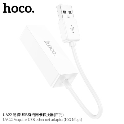 Hoco Ua22 Adaptador De Usb A Ethernet 100 Mbps Blanco