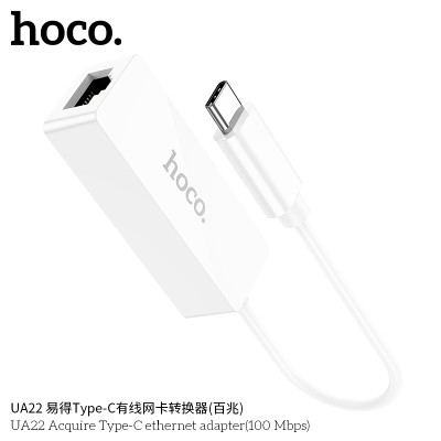 Hoco Ua22 Adaptador Tipo C A Ethernet 100 Mbps Blanco