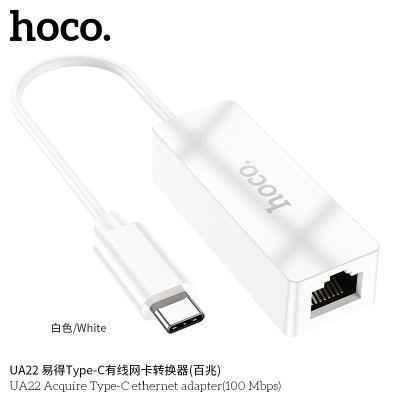 Hoco Ua22 Adaptador Tipo C A Ethernet 100 Mbps Blanco