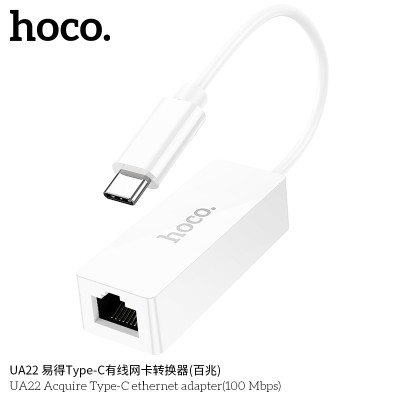 Hoco Ua22 Adaptador Tipo C A Ethernet 100 Mbps Blanco