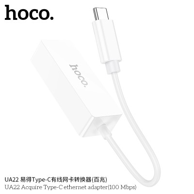 Hoco Ua22 Adaptador Tipo C A Ethernet 100 Mbps Blanco