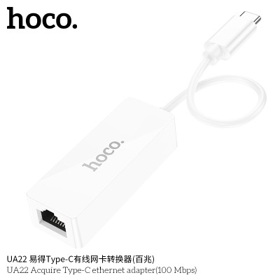 Hoco Ua22 Adaptador Tipo C A Ethernet 100 Mbps Blanco