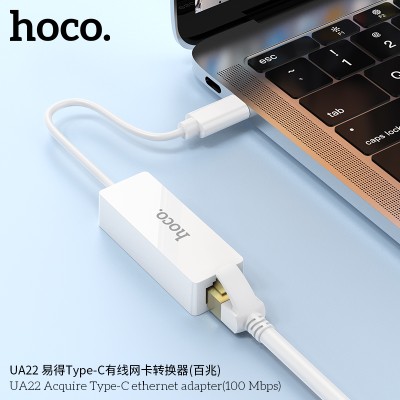 Hoco Ua22 Adaptador Tipo C A Ethernet 100 Mbps Blanco