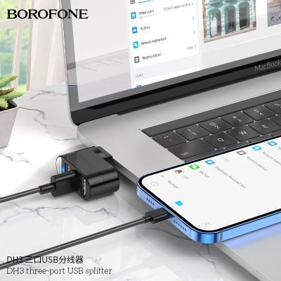 Borofone Dh3 Splitter Usb De Tres Puertos