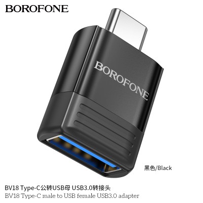 Borofone Bv18 Adaptador Tipo C Macho A Usb Hembra Usb3.0