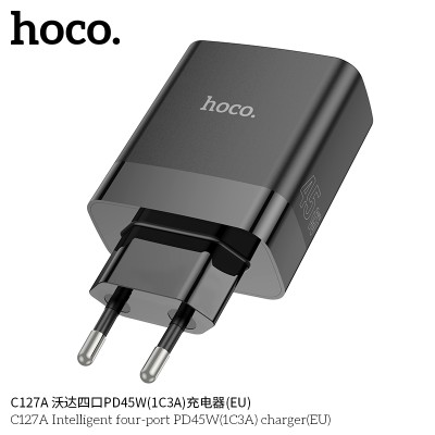 Hoco C127A Cargador de 4 puertos (3 QC3.0 + 1 PD45W)