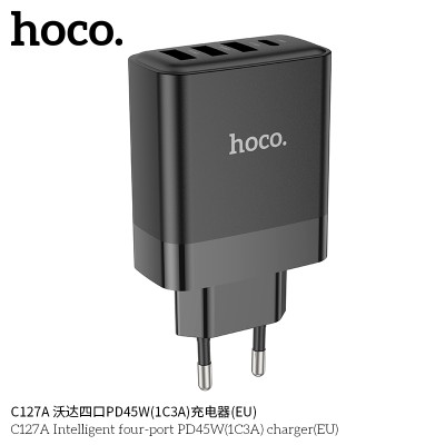 Hoco C127A Cargador de 4 puertos (3 QC3.0 + 1 PD45W)