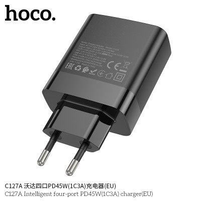 Hoco C127A Cargador de 4 puertos (3 QC3.0 + 1 PD45W)