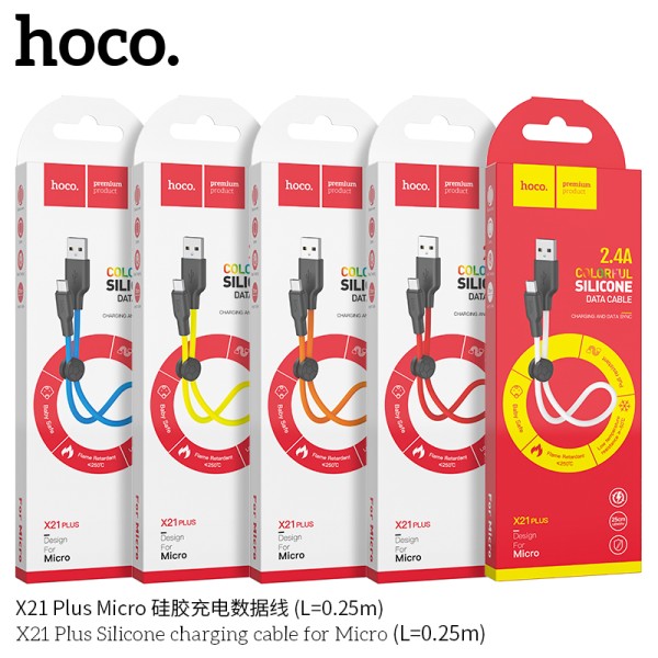 Hoco X21 Cable De Carga De Silicona Para Micro L 0.25M