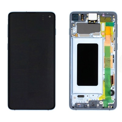 Pantalla Completa Original Servicepack Para Samsung S10 G973 Con Marco Azul