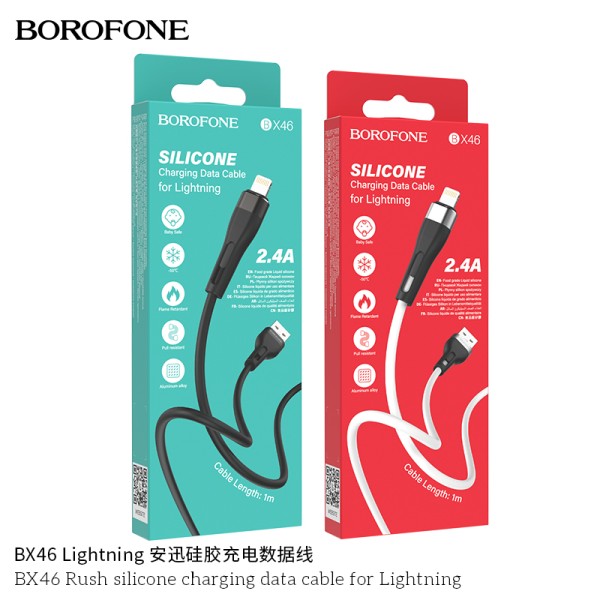 Borofone Bx46 Cable De Datos De Carga De Silicona De Rush Para Ip