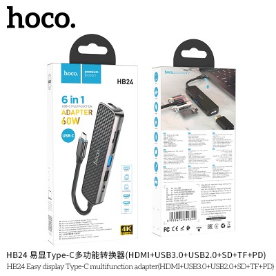 Hoco Hb24 Adaptador Hdmi Usb3.0 Usb2.0 Sd Tf Pd