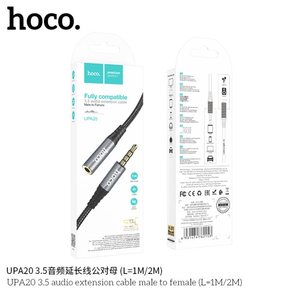 Hoco Upa20 Cable Extensión De Audio 3.5 Macho A Hembra L 1M