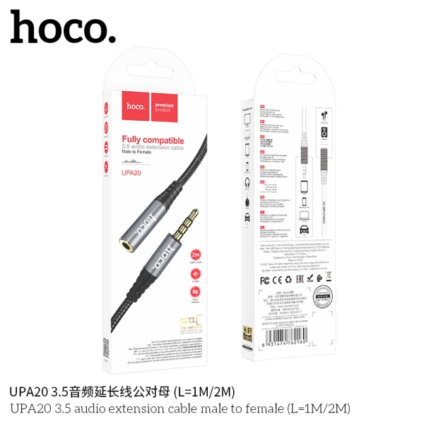 Hoco Upa20 Cable Extensión De Audio 3.5 Macho A Hembra L 2M