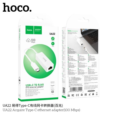 Hoco Ua22 Adaptador Tipo C A Ethernet 100 Mbps Blanco