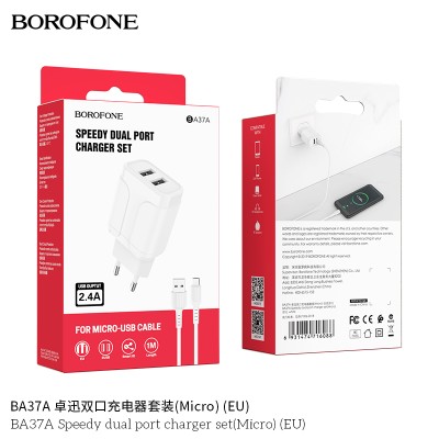 Borofone Ba37A Cargador Rapido Doble Usb Con Cable Micro Usb