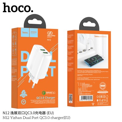 Hoco N12 Yizhan Dual Port Qc3.0 Chc3.0 Cargador