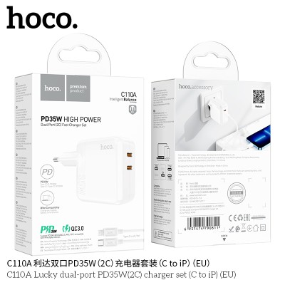 Hoco C110A Cargadores Pd35W Doble Usb C Con Cable Lightning