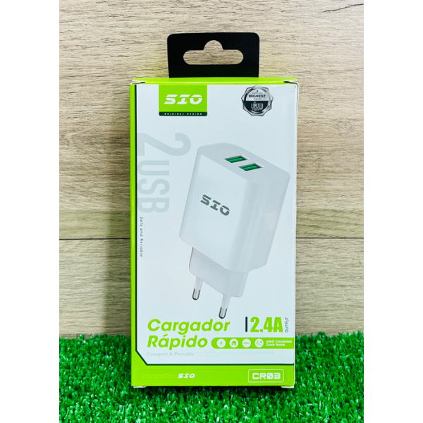 Sio Cr03 Cargador De Pared Doble Usb (Enchufe) 2.4A