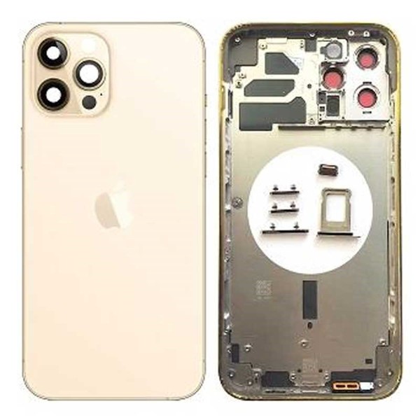 Chasis Con Tapa Trasera Para Iphone 12 Pro Max (Dorado)