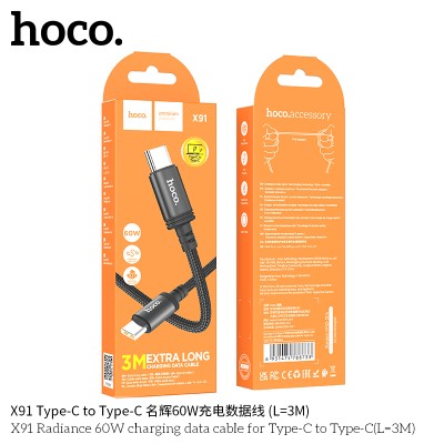 Hoco X91 Cable 60W Para Tipo C A Tipo C De 3M