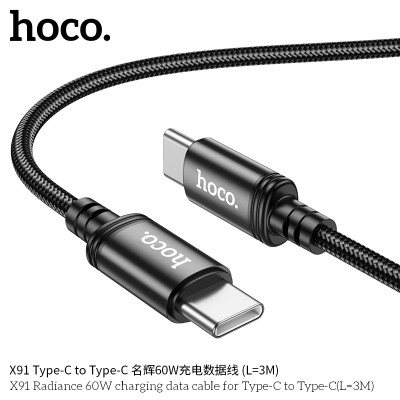 Hoco X91 Cable 60W Para Tipo C A Tipo C De 3M