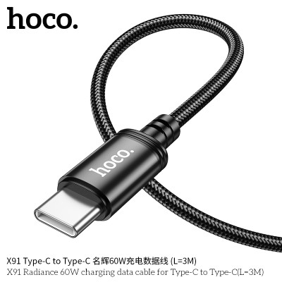 Hoco X91 Cable 60W Para Tipo C A Tipo C De 3M